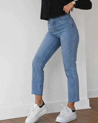 Jean Mom Fit Taille Haute Bleu