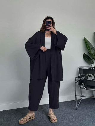 Ensemble Kimono Court Femme - Noir