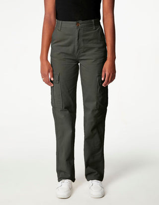 Pantalon Cargo Ecru Droit Taille Haute