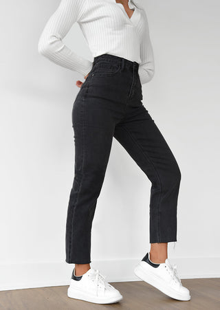 Jean Mom Fit Taille Haute Noir